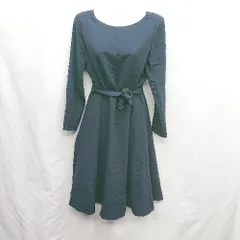 ◇ ⊇ Natural Beauty Basic ナチュラルビューティーベーシック 長袖 膝下丈 ワンピース サイズL ネイビー レディース E  【1410100027071】