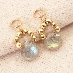 アガット ラブラドライト ピアスチャーム K10/24-4553S