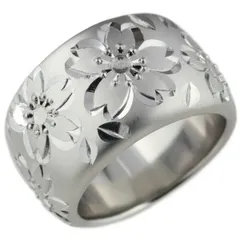 月甲丸 リング 桜 サクラ さくら 彫金 手彫り シルバー925 SV925 メンズリング 指輪 刻印 艶消し つや消し 地金リング 和 ハワイアンジュエリー ハワイアン ハンドメイド ハワイ 30日以内に発送