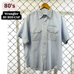 80年代 ラングラー Wrangler RED KAP レッドキャップ ストライプ柄 半袖 ワークシャツ USA製 メンズXL ヴィンテージ　古着　アメカジ　ファッション