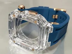 クリア　ネイビー　インディコ★アップルウォッチ ラバーベルト カバー　クリア ケース 40mm 41mm 44mm 45mm 4 5 6 7 8 se スポーツ メンズ レディース　4スクリュー Apple Watch バンド