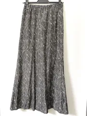 【イノウェーブ INNOWAVE】 innowave 線画サテンロングフレアスカート 楊柳 ニュアンス柄 オケージョン オフィスカジュアル 黒白 9号 Mサイズ N0137