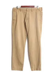 【お得なクーポン配布中!】 ポロ ラルフローレン コットン チノ パンツ メンズ 36 32 古着 スラックス ストレート アーミー タイプ ノータック ワンポイント ベージュ