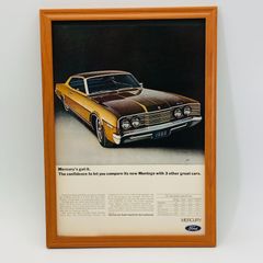 レトロ 広告　ビンテージ　ポスター　　『 フォードマーキュリーFORD 』　フレーム付　※貴重な当時物 1960's　オリジナル アメリカ　ヴィンテージ 輸入雑貨　アドバタイジング( AZ1445 )