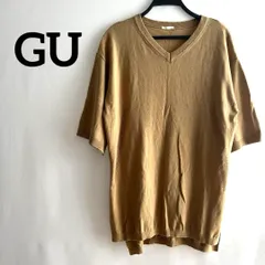 GU ジーユー　L 無地　Vネック　ニット　半袖　トップス　シンプル