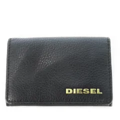 ディーゼル DIESEL カードケース 名刺入れ 二つ折り レザー 革 シボ革 ロゴ 黒 ブラック /CK3 ■GY18