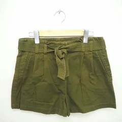 ダブルスタンダードクロージング ダブスタ DOUBLE STANDARD CLOTHING パンツ ショート ウエストリボン ジップフライ 綿 コットン 38 緑 カーキ /TT6のサムネイル