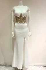 1419 AR Angel R エンジェルアール キャバクラ ロングドレス スリット パール ストーン ノースリーブ イベント キャバドレス S