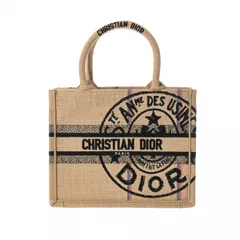 クリスチャンディオール  ブックトート スモール オブリーク  ベージュ/ブラック M1265ZRUM  レディース  ジュート ハンドバッグ