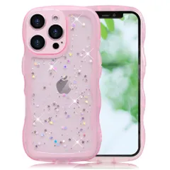 新品 YUYIB スマホケース 対応 iPhone16 Pro Max ケース クリア キラキラ かわいい tpuソフトケース 薄型 傷防止背面 滑り止め 指紋防止 ストラップホール付き スマホケース アイホン16プロマックス カバー (透明ピンク)