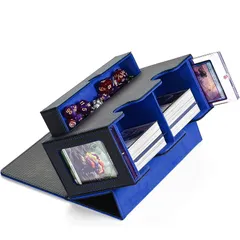MFDXWCV デッキケース ストレージボックス トレカ トレーディングカードケース トレカケース トレカ収納 カード収納 カードストレージ カードボックス 大容量 PU レザー (青) 1