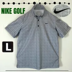 ナイキゴルフ★プルオーバーボタンダウンシャツ★半袖/ドライフィット★NIKE GOLF★DRI-FIT★ウィンドウペン★メンズL   #2508A023