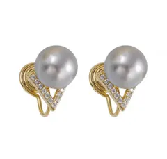 ヴィンテージ風 パール イヤリング（ノンホール）上品 クリップ式 1.8cm パール イヤリングノンホール 結婚式 入学式 卒業式