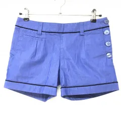 【超美品】アディダス ショートパンツ ブルー 細ストライプ レディース M/M ゴルフウェア adidas