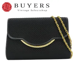 【中古】 ハンドバッグ クラッチ DAINO ポリエステル 黒 ゴールド金具 2WAY チェーンショルダー パーティバッグ レディース 女性