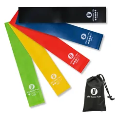 【人気商品】uFit ラバーチューブ トレーニングチューブ フィットネス ゴムチューブ レジスタンスバンド エクササイズバンド ゴムバンド 筋トレ ヨガ 自宅 天然ゴム 強度別5本セット 収納袋付き uFit Rubber Tube