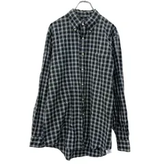 LANDS'END 長袖 チェックシャツ L ネイピー マルチカラー ボタンダウン ボタン 胸ポケット 綿100% カジュアルシャツ 春物 a710-5929のサムネイル
