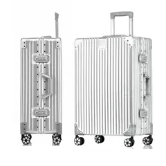 [WanderMore] スーツケース 機内持ち込み アルミフレームタイプ 大型 キャリーケース 超軽量 大容量 キャリーバッグ シルバー 耐衝撃 TSAダイヤロック レトロ 360度回転 静音 ダブルキャスター 旅行 出張 SSサイズ 1泊2日 35L  1