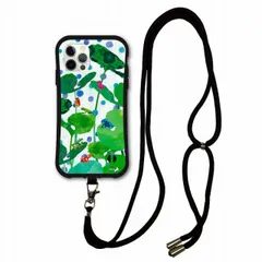 [iPhoneXR(テンアール)] スマホショルダー付 iPhone14 i-coronケース アイフォン15 14 Plus 13 Mini 12 11 スマホケース カバー ショルダーストラップ 肩掛け 斜め掛け アニマル柄 カラフルカエル ハスの葉