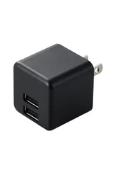【新着商品】2ポート USB-A (5V/2.4A) コンパクト 合計12W 折りたたみ式プラグ コンセント [iPhone15、Androidなど各種対応] USB ブラック USB充電器 EC-AC3912BK エレコム