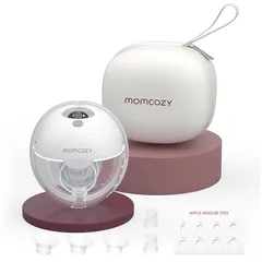 Momcozy M5 ハンズフリー電動搾乳機 軽量で薄型、装着可能、お手入れ簡単 3つモード ９段階調節、1個入り、グレー 0