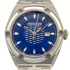 【美品】ロベルトカヴァリ　ロベルトカヴァリ バイ フランクミュラー　RV1G065M0081　1G065　クォーツ　青　デイト表示