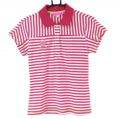 ★特価★【超美品】ビバハート 半袖ポロシャツ ピンク×白 ストライプ ボーダー レディース 40(M) ゴルフウェア VIVA HEART