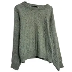 ニット セーター レディース XL 程 グリーン系 プルオーバー ケーブルニット シンプル 秋冬 古着卸 アメリカ仕入 a612-7150