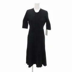 セルフォード CELFORD タグ付 ボウタイプリーツニットワンピース ロング丈 半袖 CWNO196013 38 M 紺 ダークネイビー /HO◆ 1223