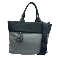 プラダ PRADA B1959V レディース Tessuto ナッパ ハンドバッグ ショルダーバッグ ギャランティカード ブラック グレー ツートン ナイロン ♯0207010039