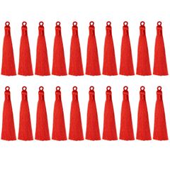 【迅速発送】20本 光沢素材 タッセル 手芸 アクセサリーパーツ カーテン 房飾り フリンジ DIY クラフト 材料 手作り 雑貨 (レッド)