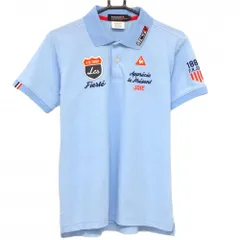 ルコックゴルフ 半袖ポロシャツ ライトブルー レッド 襟汚れ メンズ S ゴルフウェア le coq sportif