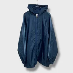 00s☆adidas☆ナイロンパーカー☆ネイビー☆スリーストライプ☆XL☆E25M☆