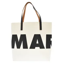 MARNI (マルニ) ショッピングトートバッグ レザー ロゴデザイン ブラック/アイボリーのサムネイル