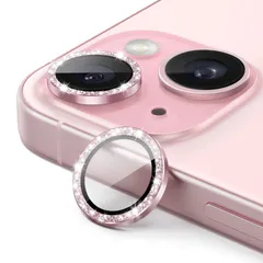 【数量限定】(ピンク) 1セット HDクリア 個別の9H強化ガラス金属リングカバー ピカピカ キラキラ カメラレンズフィルム インチ用 6.7 Plus 15 15 インチ/iPhone 6.1 iPhone JETech