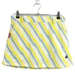 ルコック スカート イエロー×ライトブルー 総柄 内側インナーパンツ レディース 9(M) ゴルフウェア 2022年モデル le coq sportif