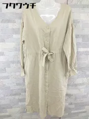 ◇ w closet ダブルクローゼット リネン混 長袖 膝下丈 ワンピース サイズF ベージュ レディース 【中古】 【1103100012061】のサムネイル