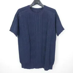 13SS uniform experiment ユニフォームエクスペリメント S/S CABLE CREW NECK KNIT コットン 半袖 ケーブル ニット NAVY 2のサムネイル
