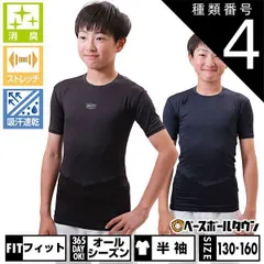 【新品未使用】種類4:ブラック(1900)/160 野球 フィットアンダーシャツ ジュニア用 ゼット 半袖 丸首 消臭 スポーツウェア 野球ウェア 子供 少年 BO91201NCJ