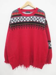 S'YTE サイト UV-K08-617 BULKY WOOL NORDIC PATTERN DAMAGED ROUND NECK KNIT ダメージ ニット　美品　3