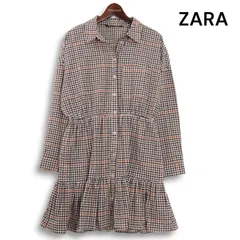 ZARA ザラ マン 通年 現行タグ♪ フリル 切替 長袖 チェック シャツ ワンピース Sz.M　レディース