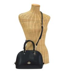 コーチ COACH ミニ シエラ サッチェル クロスグレインレザー F37217 ショルダーバッグ ドームバッグ 2WAY レディース ブラック 正規品 極美品 中古 mbm07001