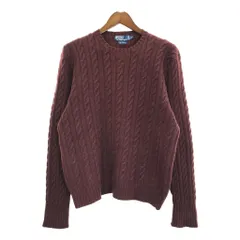 90年代 Polo by Ralph Lauren ポロ ラルフローレン ケーブルニットセーター ワインレッド(メンズ XL)中古 古着 U3650