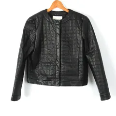 ナチュラルビューティー ブルゾン ジャケット フェイクレザー キルティング アウター 黒 レディース 38サイズ ブラック NATURAL BEAUTY 【中古】