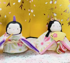 ちりめんお雛様【ぽてりひな2人(麻の葉)】ひな飾り 自分雛 女の子誕生祝い 新品 未使用品 日本製