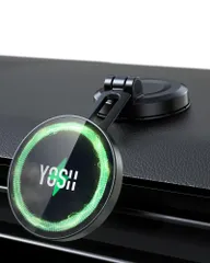 新品 YOSH スマホホルダー 車 ワイヤレス充電 【充電性能強化&曲面取り付け】magsafe 車載 充電器 MagSafe 車載ホルダー 充電 高強度亜鉛合金製 耐高温3Mテープ 高質なN55磁石搭載 折りたたみ式 自由調節 マグセーフ対応 iPhone1