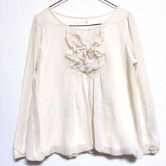 VIS 長袖シャツ ブラウス フリル クリーム色 ホワイト 白 綺麗系 Mサイズ