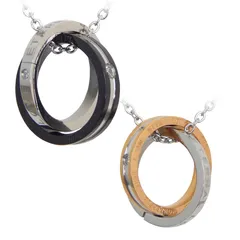 残り１点★人気 ダブル リング ペア ネックレス サージカル ステンレス 316L レディース メンズ キュービック ジルコニア CZ ダイヤモンド アクセサリー ジュエリー プレゼント