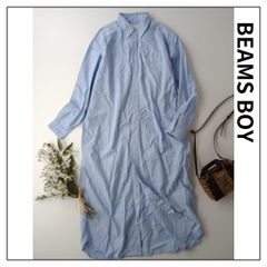 20SS 定価16280円 BEAMS BOY ビームスボーイ オックスフォード ボタンダウン ロングスリーブ シャツ ワンピース 長袖 羽織 日本製 ブルー (109Y＋3629)26H