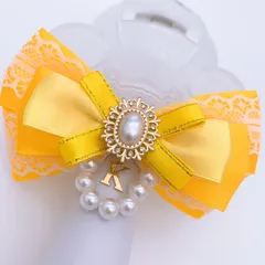 キンブレリボン ペンライトリボン 白レース×イエロー　★ハンドメイド